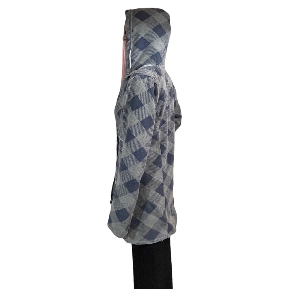 Lucy Love Gray & Blue geometric pattern hooded jacket - Picture 4 of 12